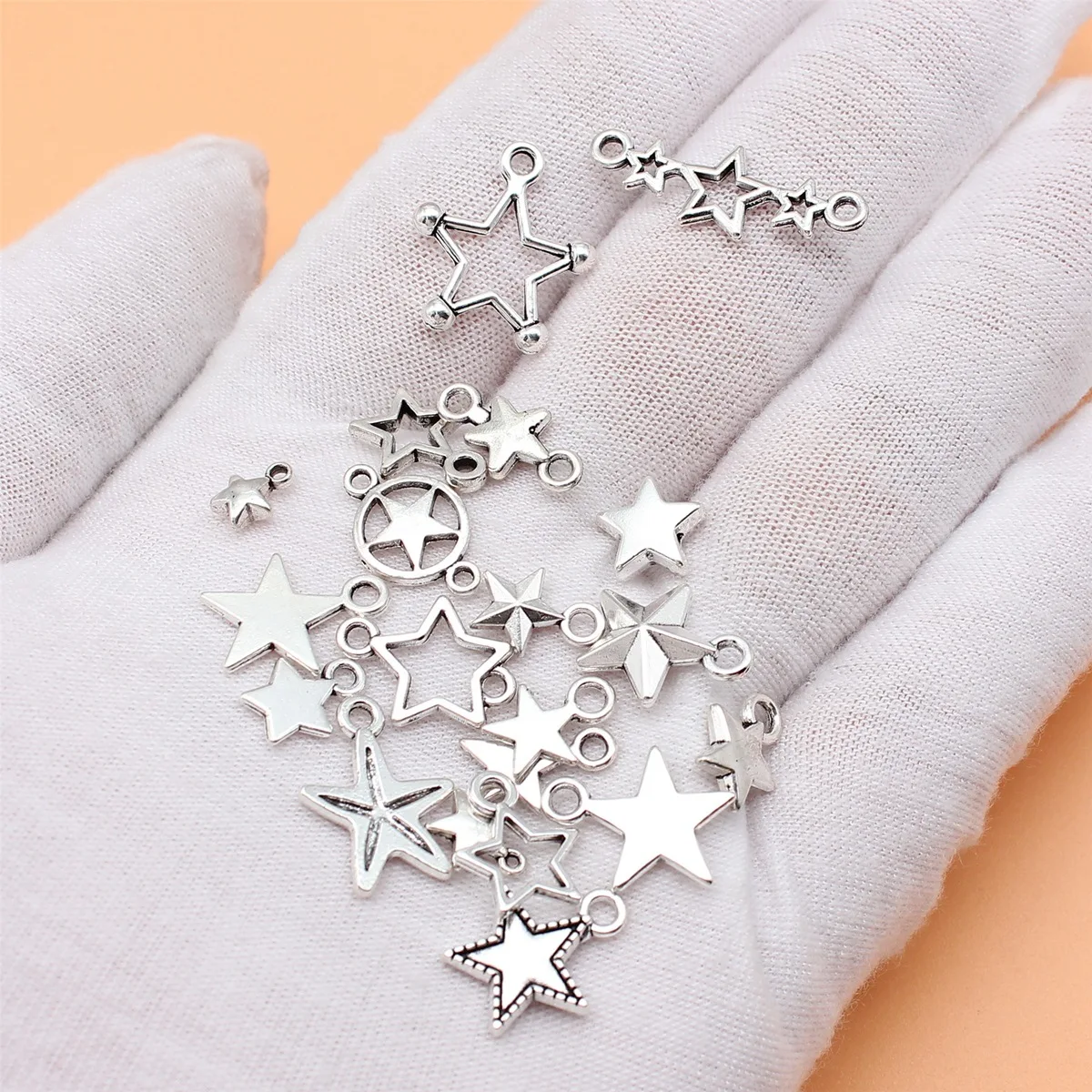 20pcs Antique Silver Color Star Charms Collection For DIY Jewelry Making, 20 Styles, 1 of Each