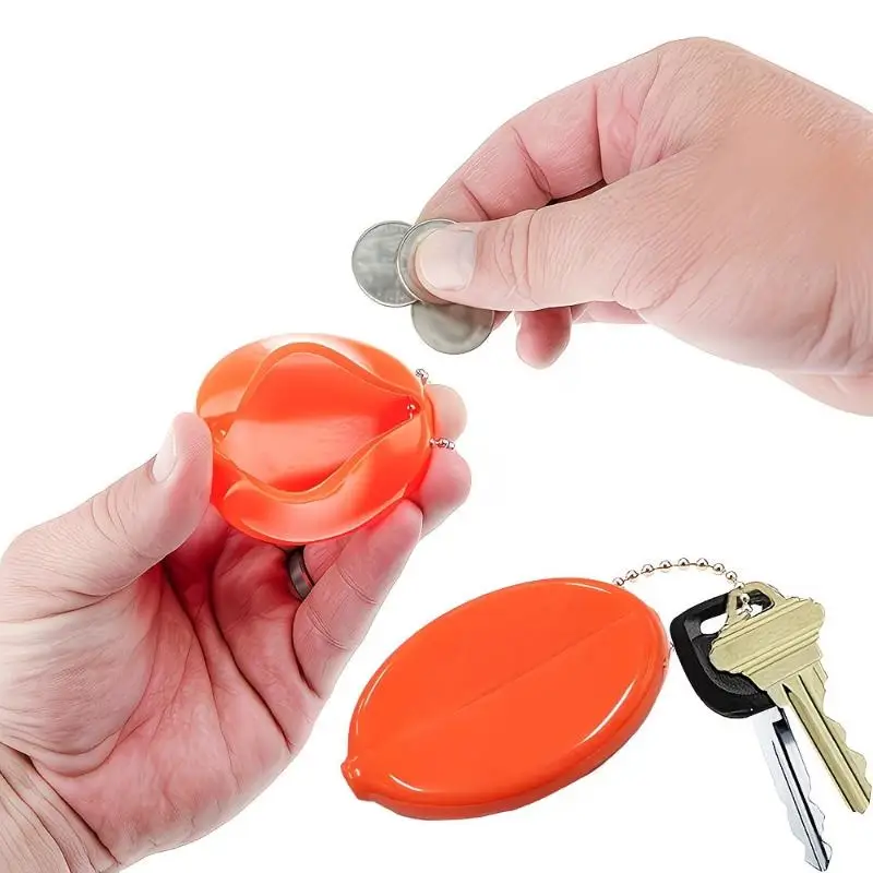 Multicolor Small Oval Coin Purse Earphone Storage Bag With Keychain Portable Travel Small Wallet Daily Carrying