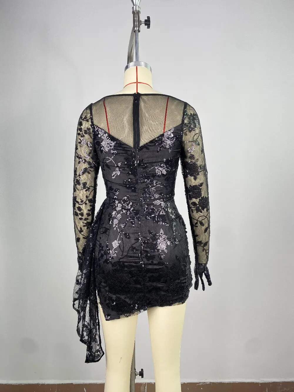 Robe Longue Noire Élégante en Dentelle pour Femme, Jupe Courte Plissée, Sexy, Col en V, Chic, Boîte de Nuit, Soirée, Nouvelle Mode, Envoi de 72h