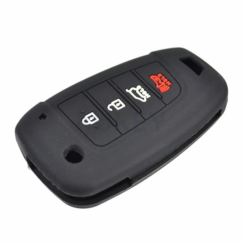 For Hyundai Kona Silicone Remote Flip Key Case Fob Shell Cover Skin Holder 4 Button 2018 2019