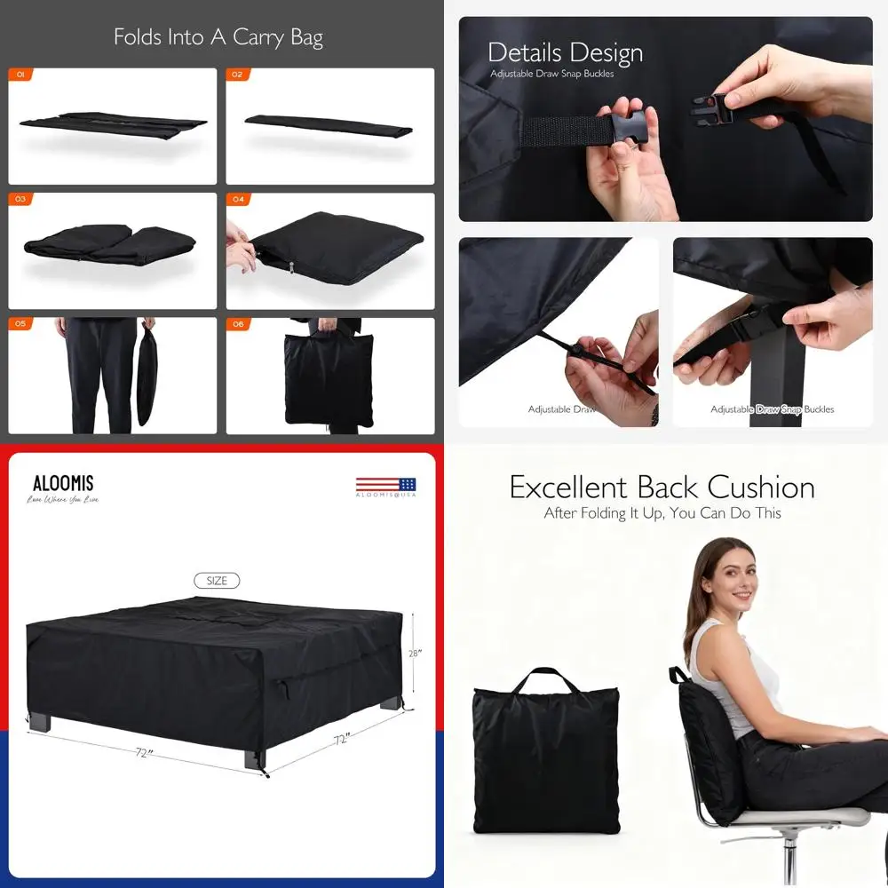 

Водонепроницаемый сверхпрочный холщовый чехол для патио и стола, на молнии, 72x72x28, черный