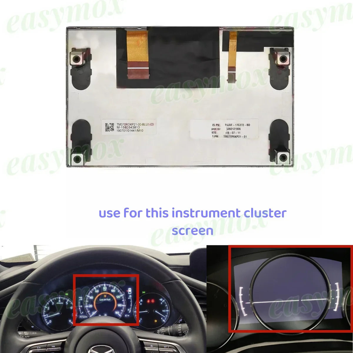 

For 2019-2023 Mazda 3 Dashboard Speedometer Screen Repairment VPJJVF-10849 7" Instrument Cluster LCD Display