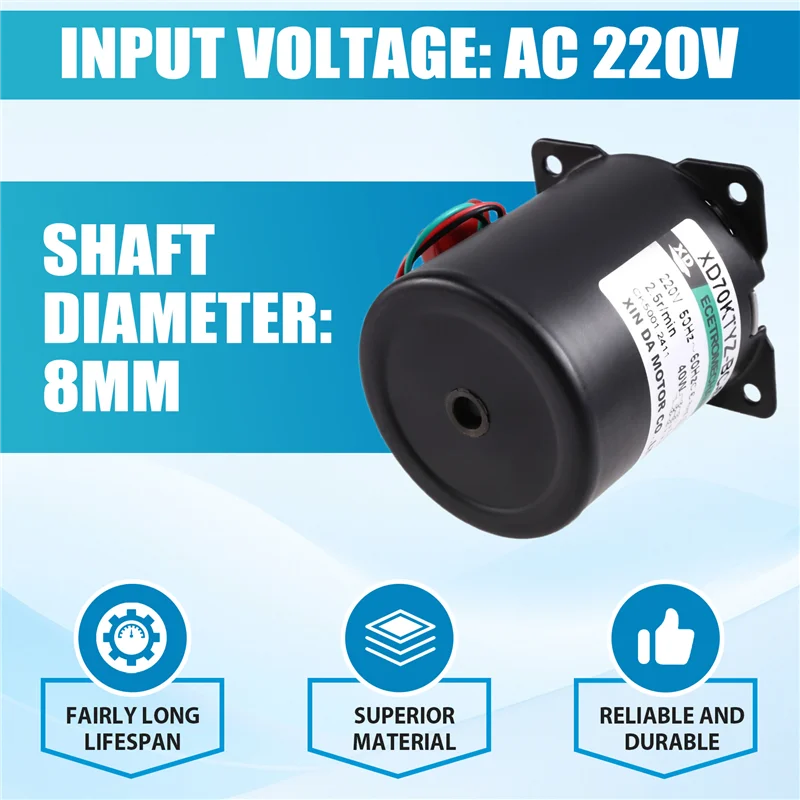 

THIVN-Synchronous Gear Motor 220V 70KTYZ 2.5Rpm CW/CCW High Torque Permanent Magnet Micro Electric Motor