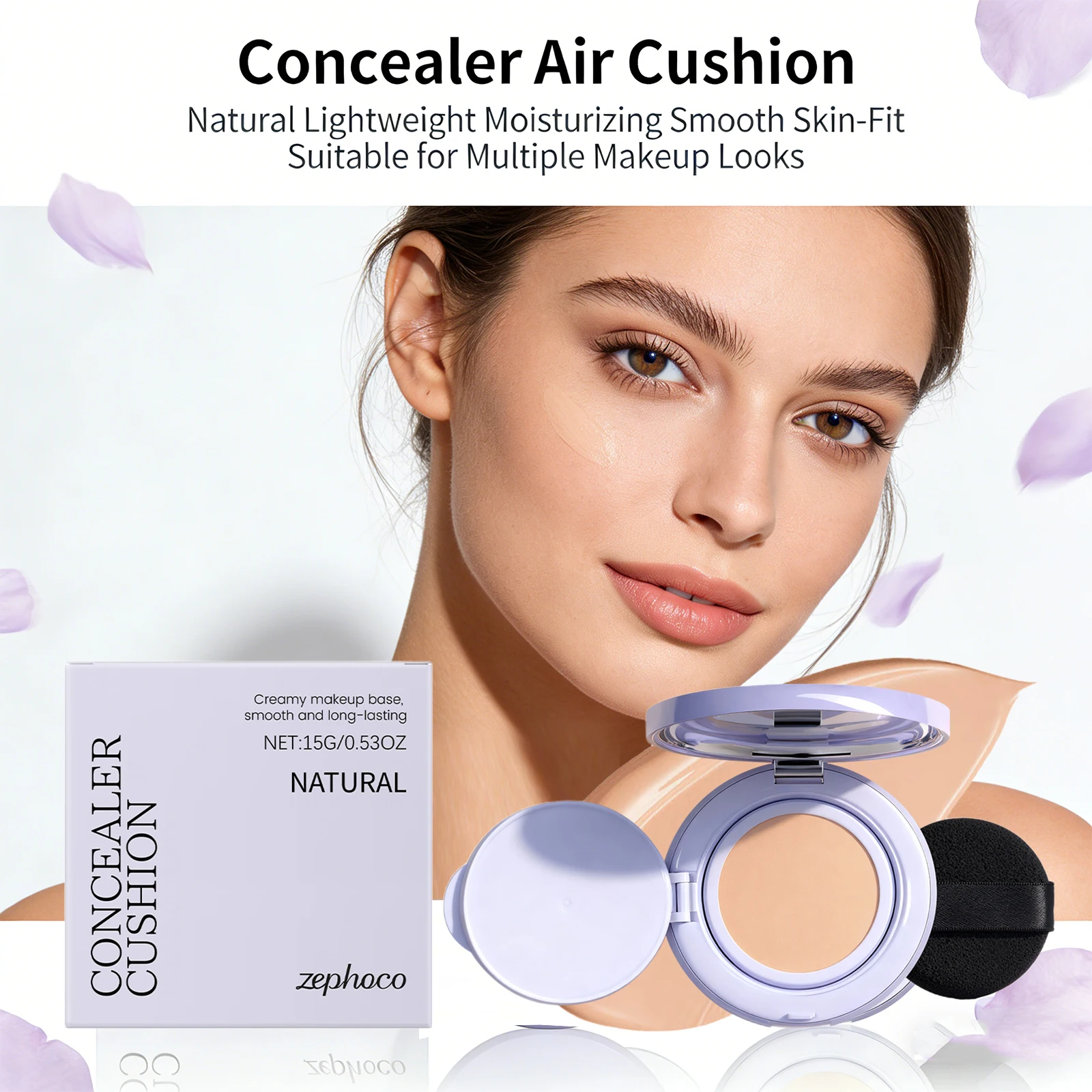 Purple Concealer Air Cushion Foundation Oil-Control Waterproof Long-Lasting Natural Full Coverage Bb Cream Face Cosmetics Makeup