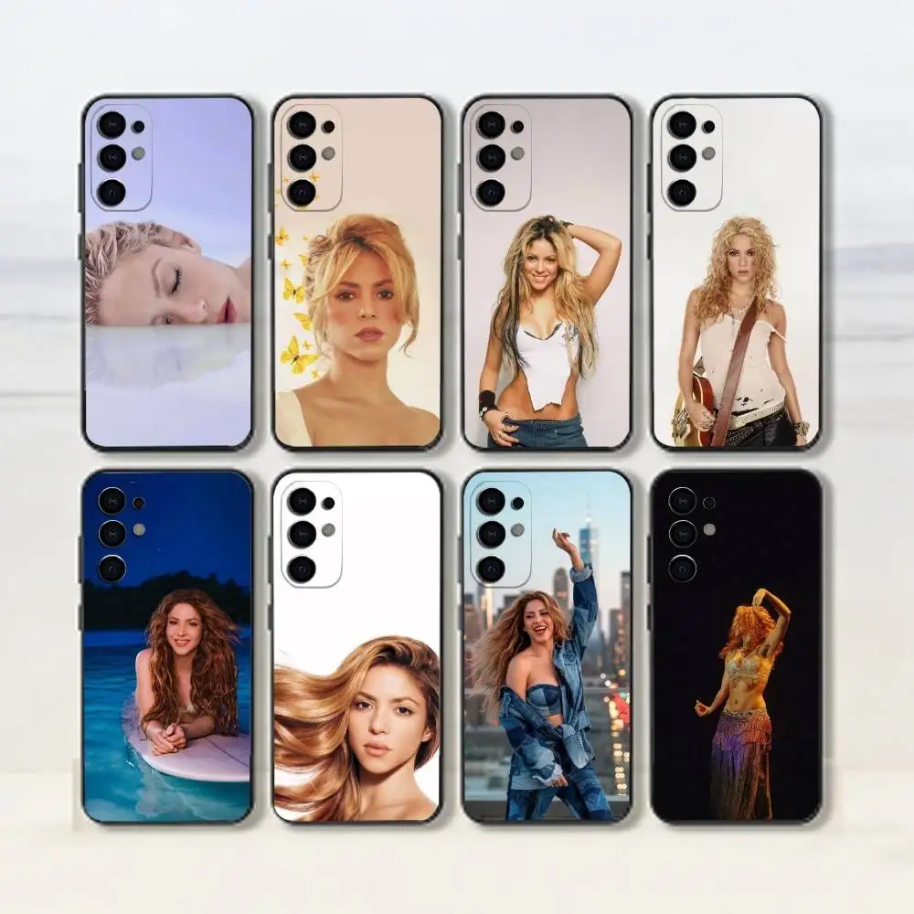Funda de Silicona Negra Suave para Teléfono Samsung S25, S24, S21, S22, S23, S30, Ultra, S20, Plus, Fe, Lite con Diseño de Shakira Cantante Colombiana Waka Waka