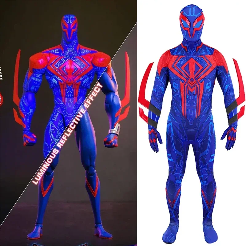

Marvel Spider-Man 2099 Superhero Dress Up Bodysuit with Arm Props Cos Jumpsuit Halloween Cosplay Costume for Adult Birthday Gift
