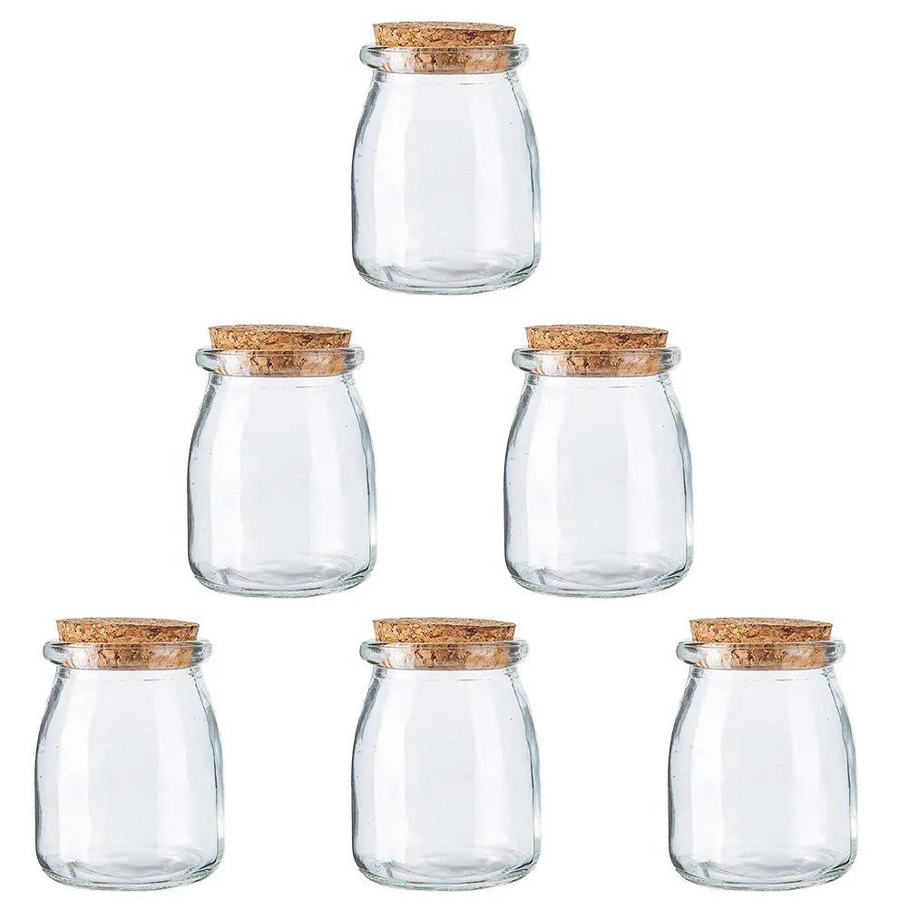 Glass Pudding Jars 6 Pack with Lids Yogurt Jelly Mousse Dessert Cups Food Storage Containers