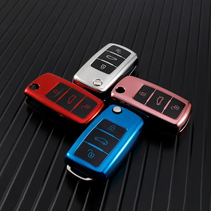 Nueva funda de TPU para llave de coche, carcasa para Volkswagen VW Polo Golf Passat Tiguan Beetle Caddy T5 Up Skoda Octavia Seat Leon Altea