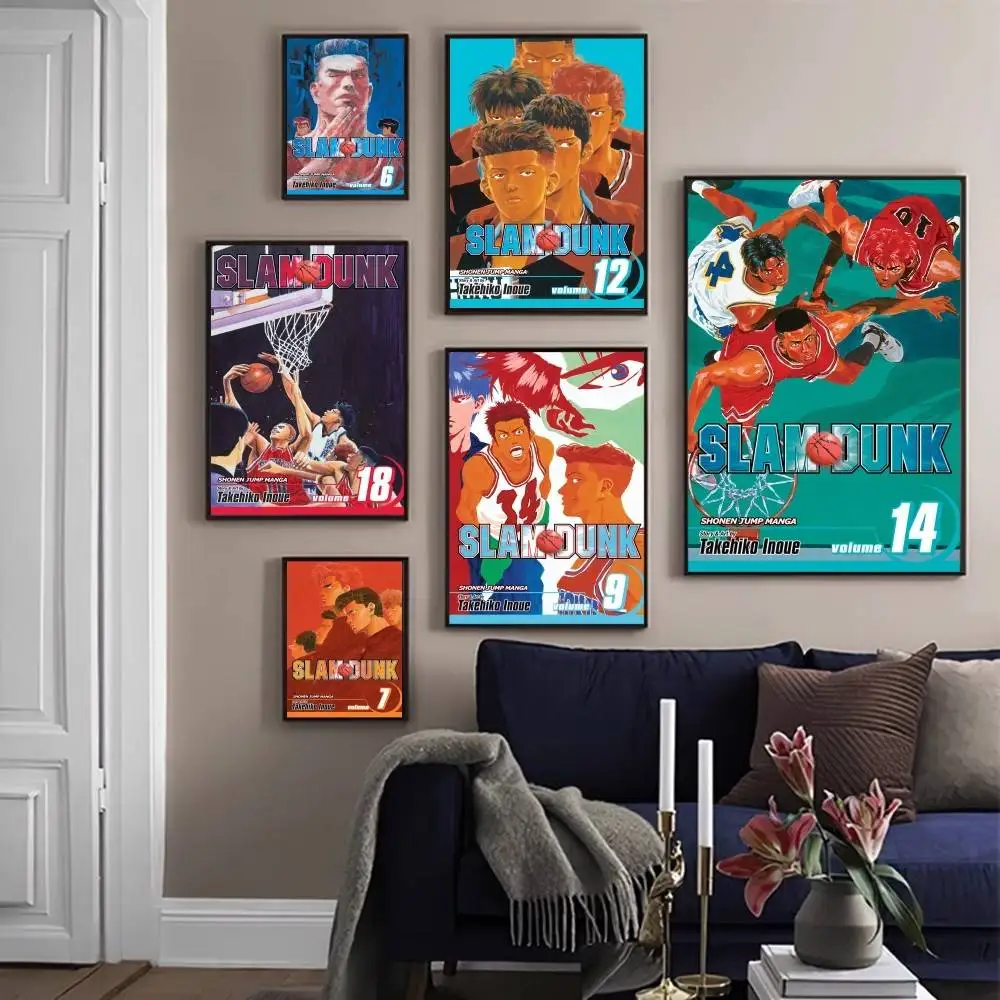 

Hot-blooded Anime S-Slam-D-Dunks Good Quality Prints and Posters Vintage Room Bar Cafe Decor Home Decor