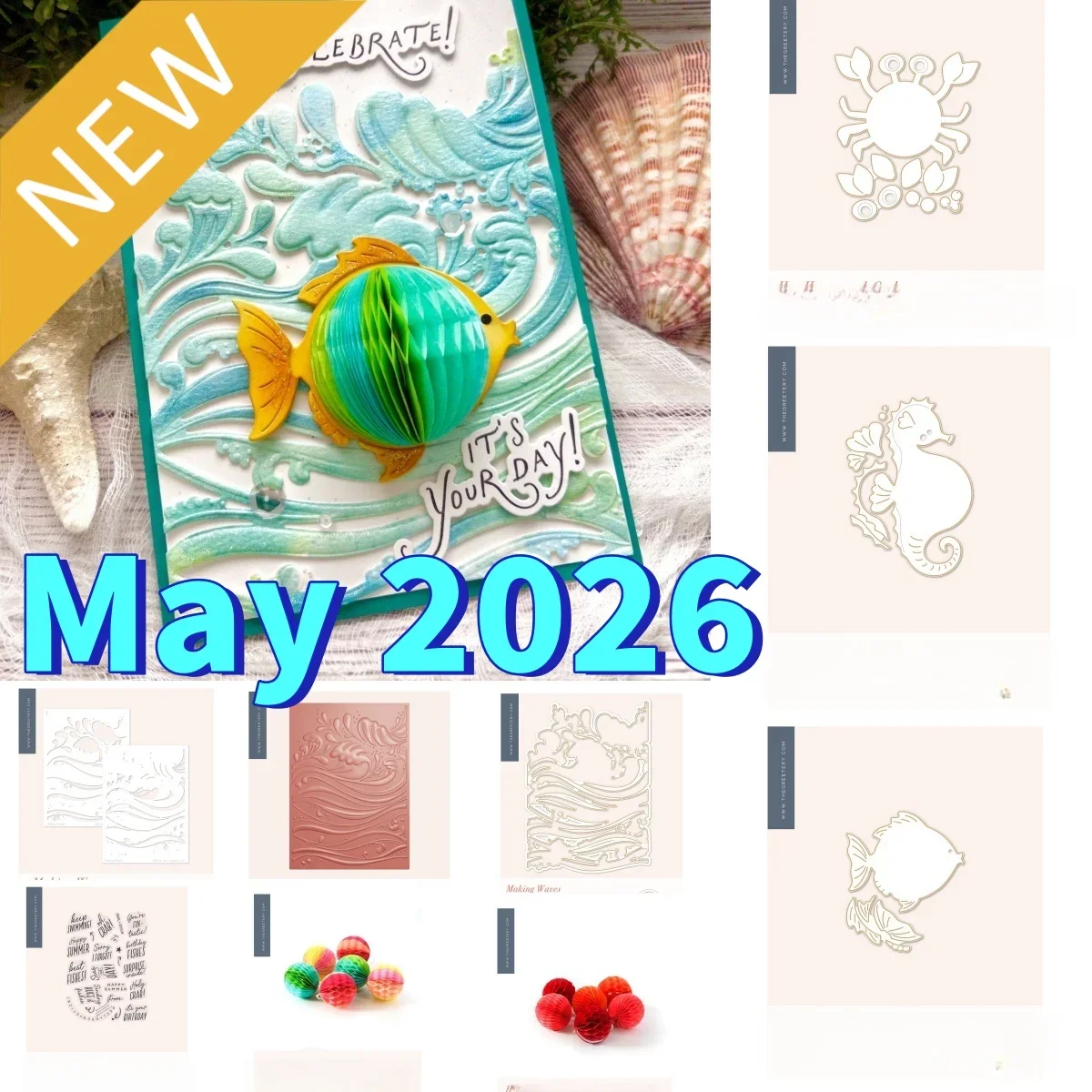 May 2026 New Summer Honeycomb Balls Crab Metal Cutting Dies Clear Stamps Stencil For DIY Greeting Card Scrapbook Decoration