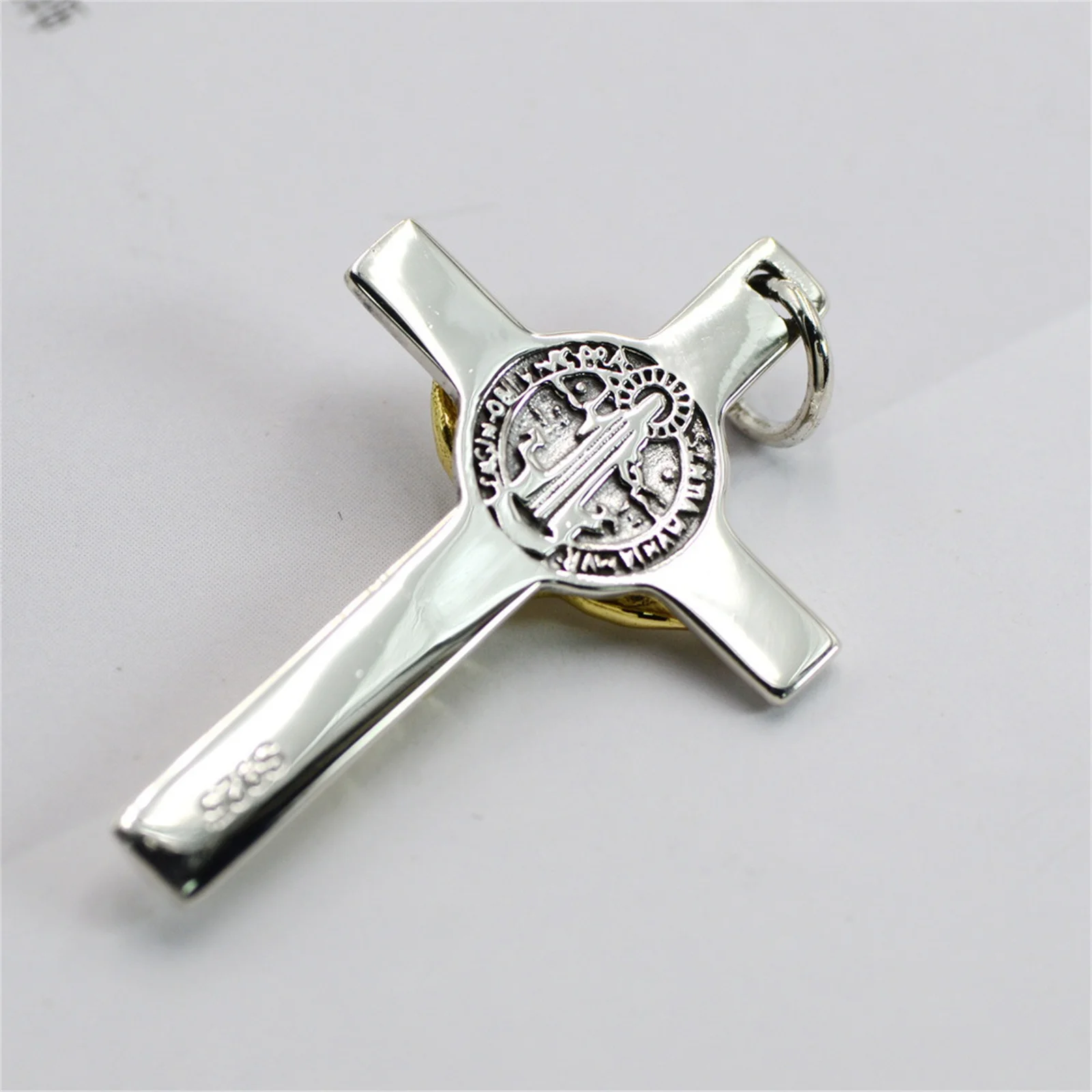 Happy Death Crucifix Sterling Silver 925 and Brass Saint Benedict Pendant Necklace for Men Women San Benito Exorcism Jewelry