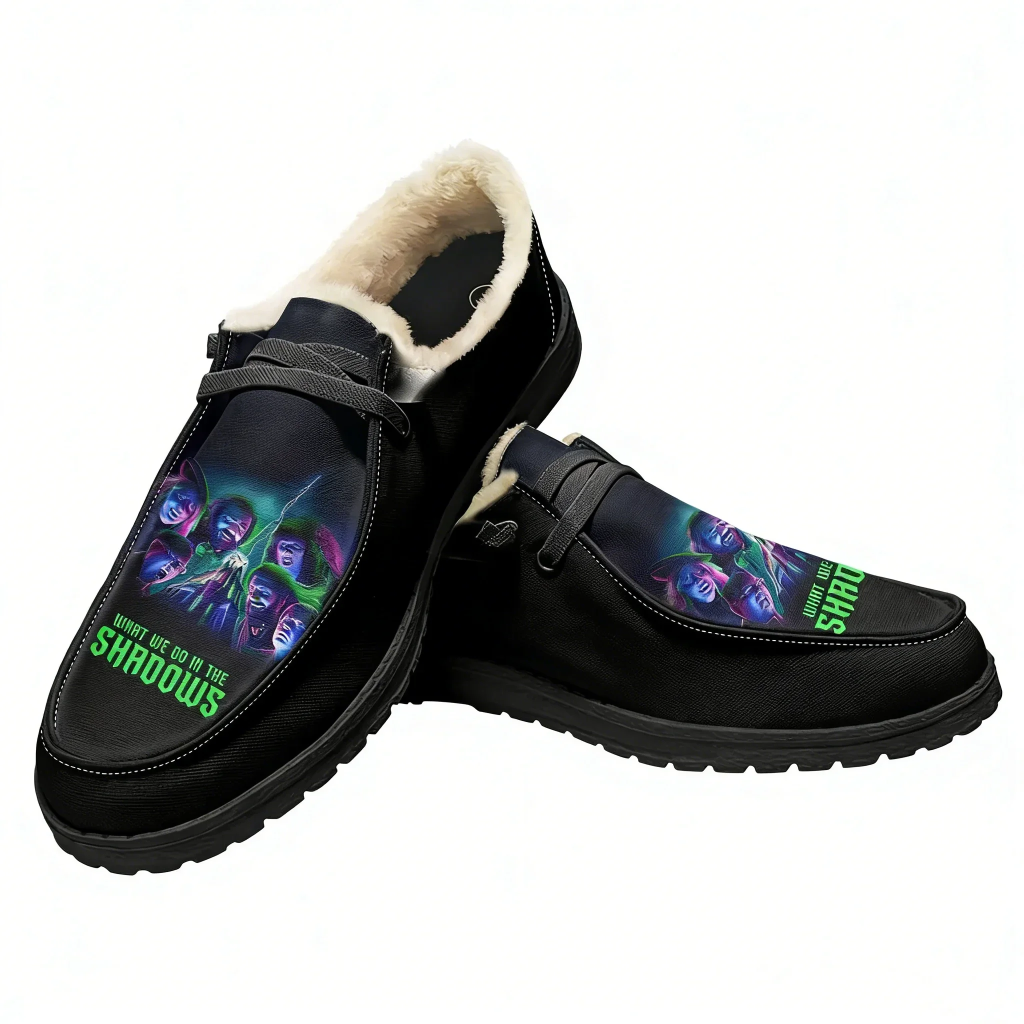 

What We Do in The Shadows Velvet Flat Shoes Mens Womens Warm Sneakers Indoor Outdoor Lightweight Fashion Print Shoe Custom Shoes