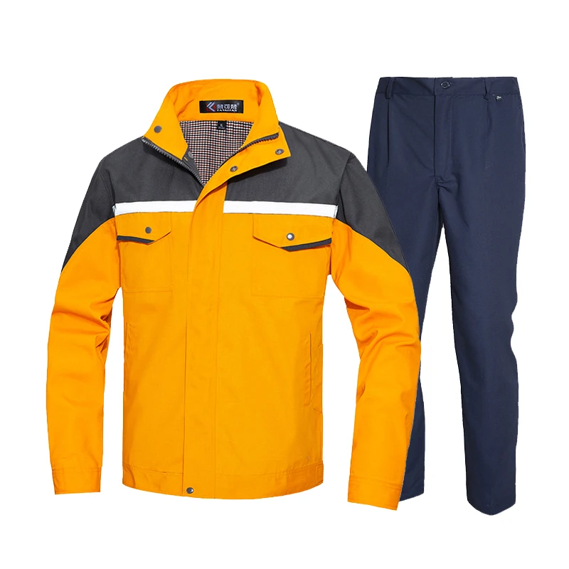 Work Jacket and Pants High Visibility Workwear Work Suits Industrial for Men Reflective Worker Wear Repairman Clothing