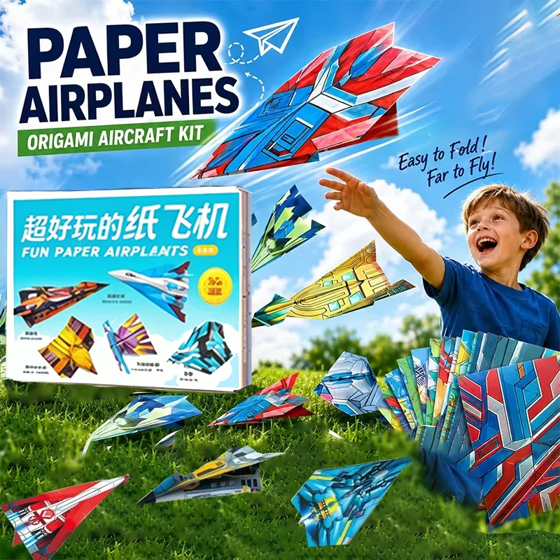36Pcs DIY  Origami Airplane Parent-Child Full-Color Handmade Toy Airplane Educational Toy Hands-On Ability Puzzle Toy