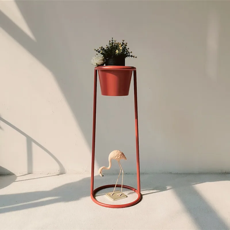 

Красная металлическая подставка для цветов в стиле ретро для комнатных растений, минималистичная полка для гостиной, подвижный напольный зеленый держатель для растений для балкона