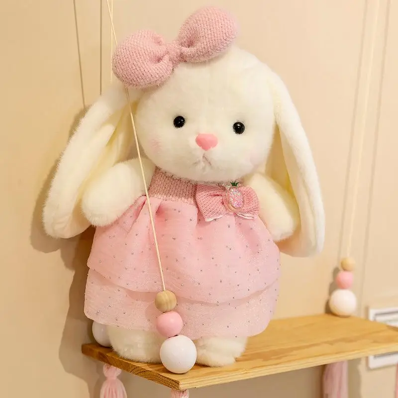 35cm/42cm Lovely Long Ear Joint Rabbit Plush Toys Kawaii Bunny Dolls Stuffed Soft Animal Pillow Girls Kids Birthday Xmas Gifts