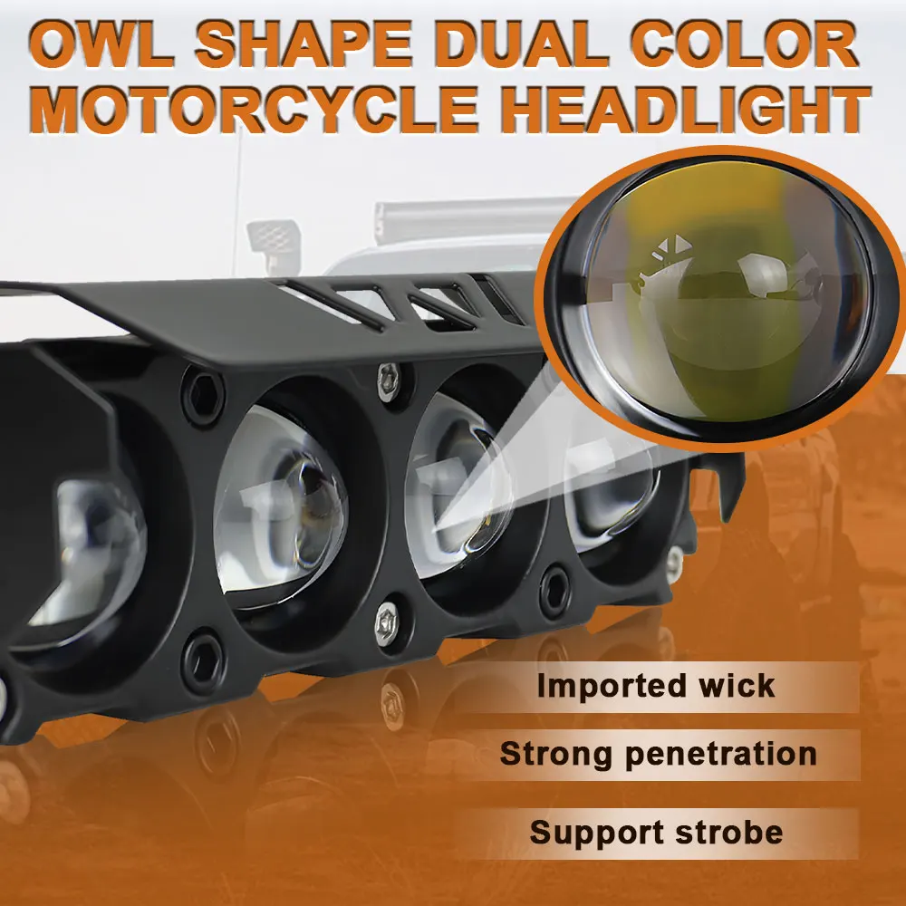 LED Lens Spotlight Motorcycle Headlight Driving Lamp Super Bright 2/3/4/5/6 Lens Spotlight Motorcycle External Lamp Yellow White