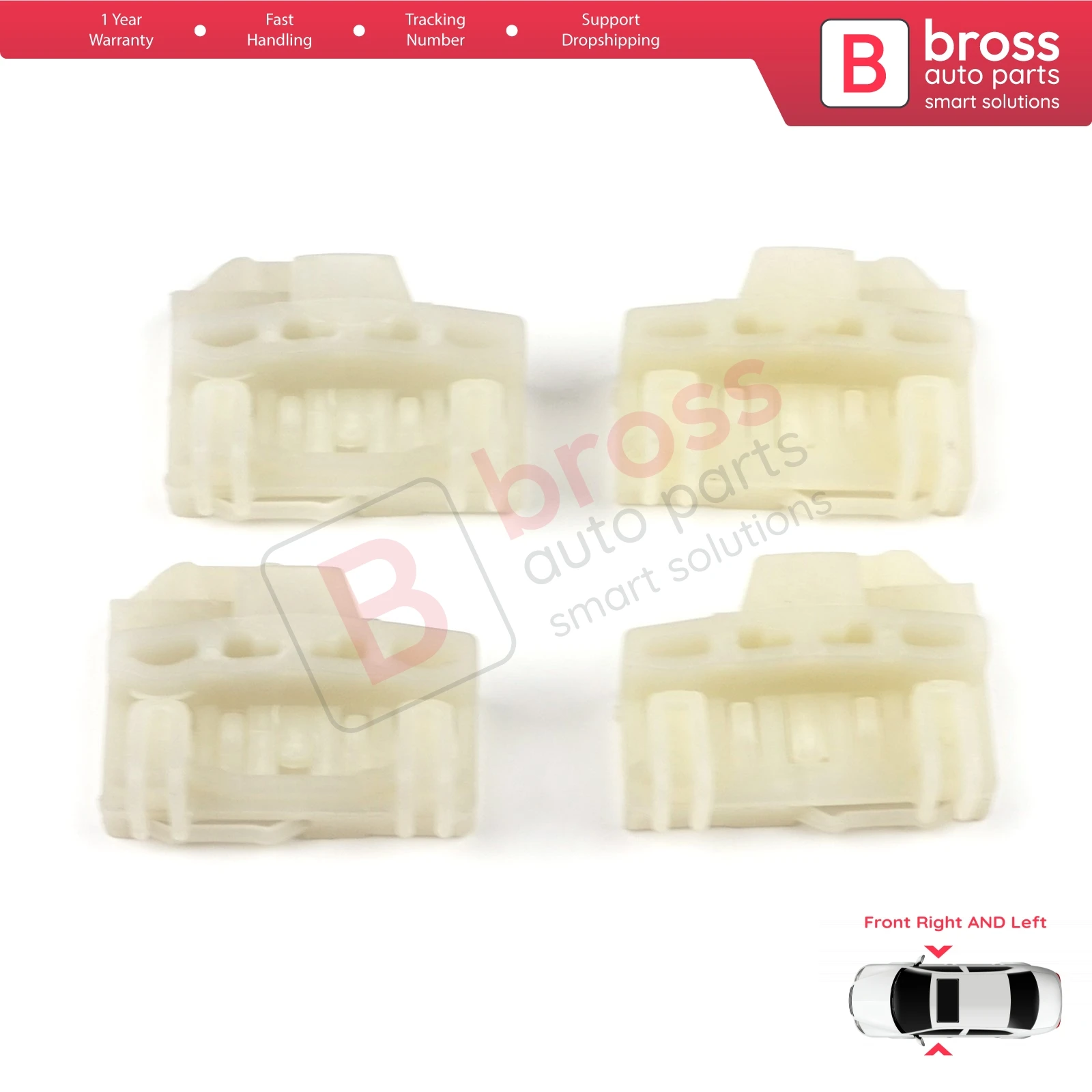 Bross BWR46+BWR47 4 Pieces Window Regulator Clips Front Left&Right Doors for Audi  VW Seat Pontiac Oldsmobile Made in Turkey