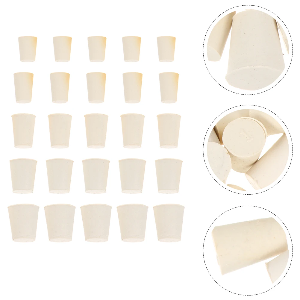 

50pcs Rubber Plug Solid Sealing Stopper Lab Bottle Test Tube Tapered Flask Plug Waterproof Heat Resistant For Teaching