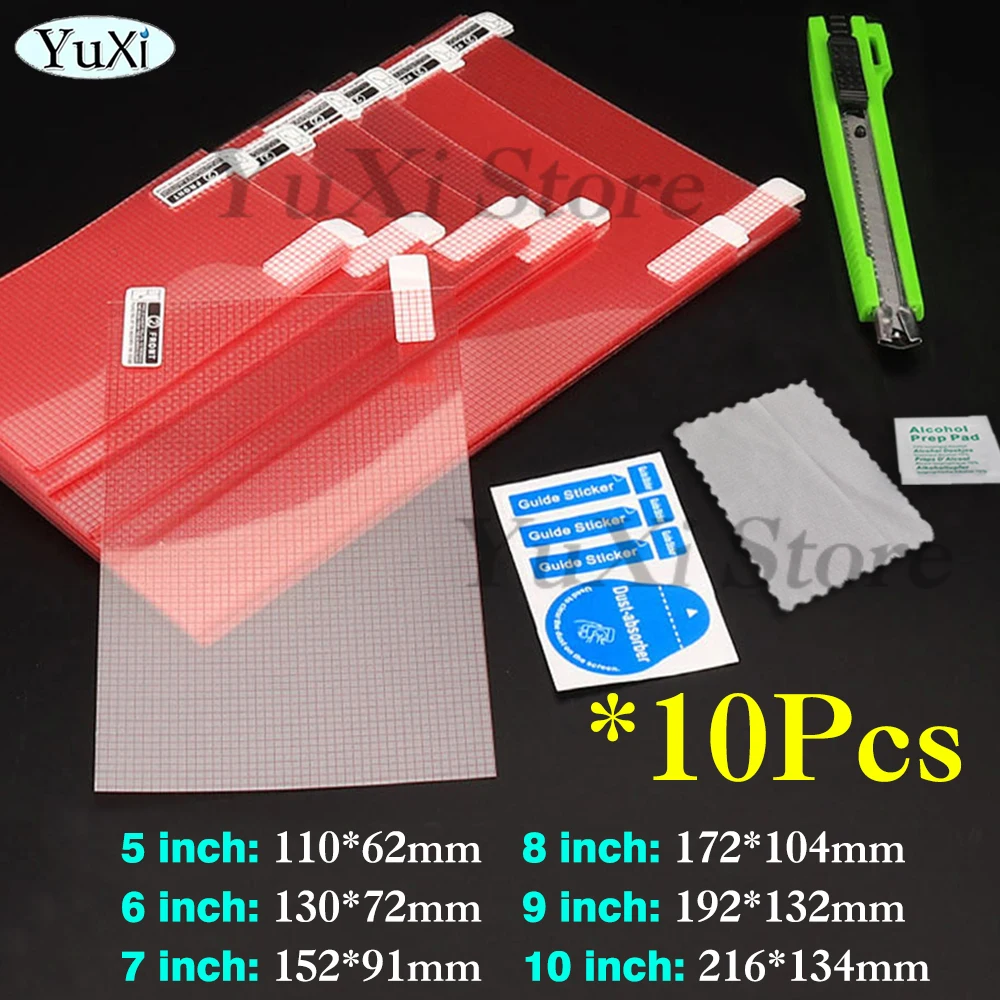 

10pcs Universal Screen Protector 5/6/7/8/9/10 Inch for Phone Tablet GPS LCD Anti-dust Screen HD Clear Protective PET Films