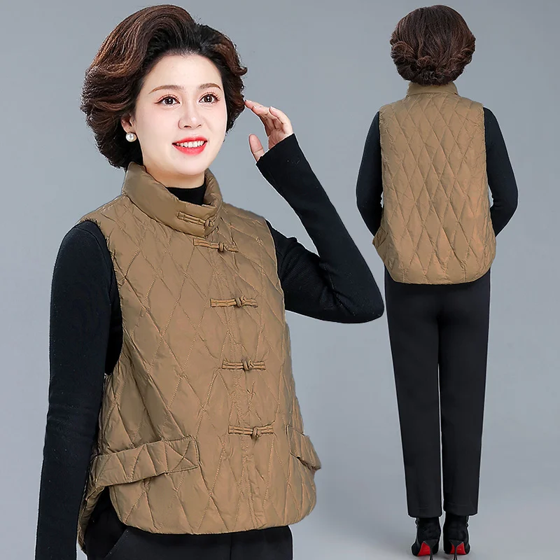 

Осенне-зимнее пуховое пальто New Sle из хлопка для женщин среднего возраста и пожилых женщин, модный свободный кардиган