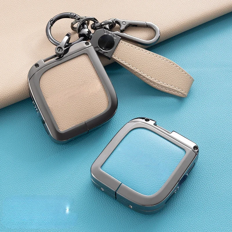 Suitable For LYNK&CO 08 2023  Black Khaki Blue Zinc Alloy + Leather Car Remote Key Case Cover