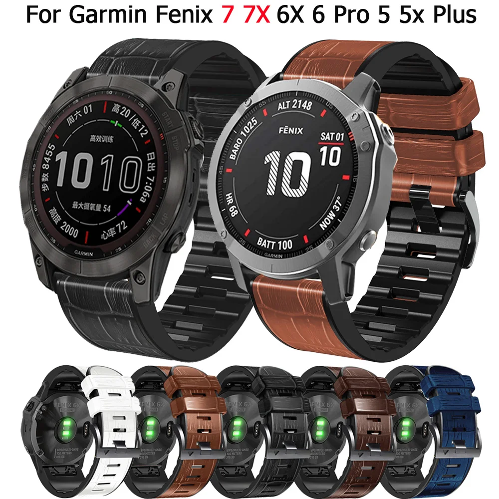 leather-silicone-strap-for-garmin-fenix-6-6x-pro-7-7x-5-5x-plus-3-3hr-945-band-quickfit-22-26mm-smartwatch-watchbands-bracelet