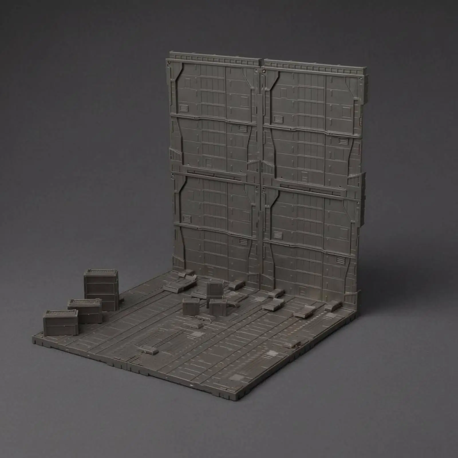 1 35 Scale Action Figure Base Diorama Display Stand Gray Hangar Scene Board for Model Building Miniature Layout