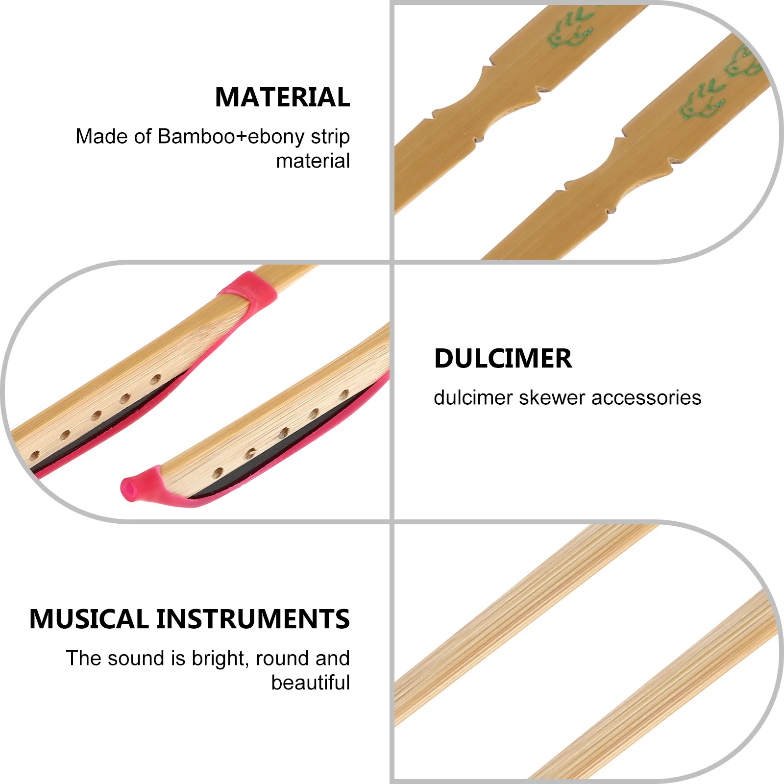 

2Pcs Yangqin Bamboo Ebony Head Practical Strip Professional Dulcimer Jean Supplies Musical Instrument Accessories Smooth