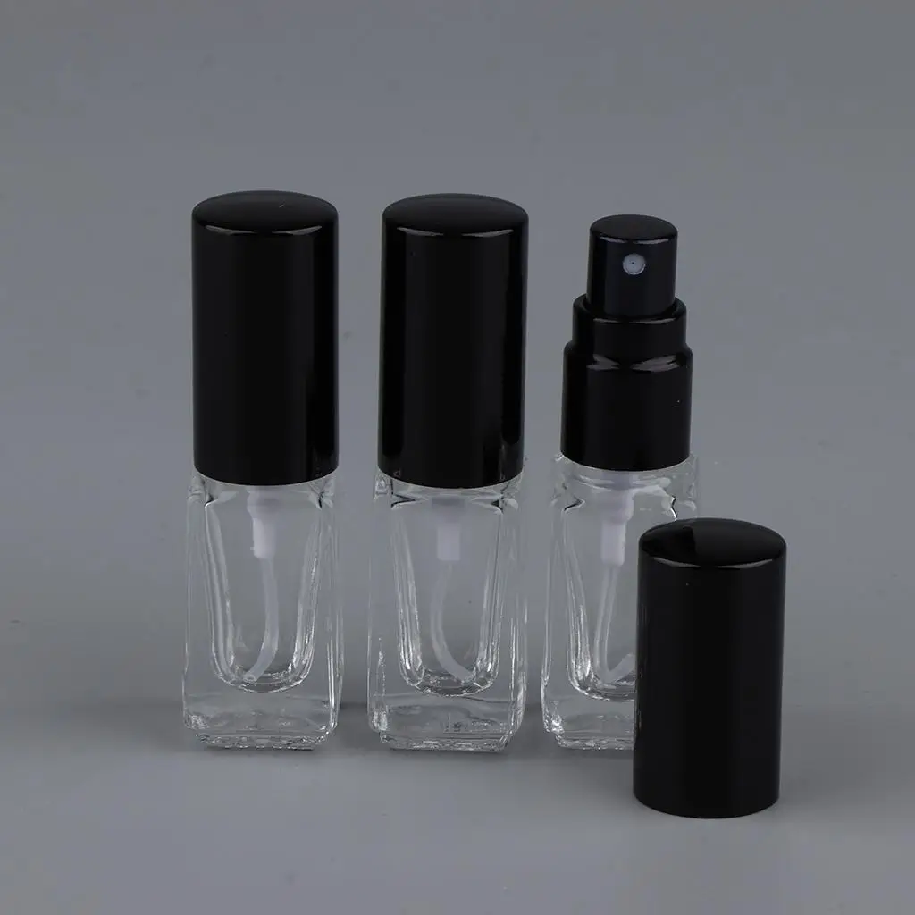 2-4pack 3x 3ml Empty Glass Spray Bottle Pump Fine Mist Perfume Atomiser Black