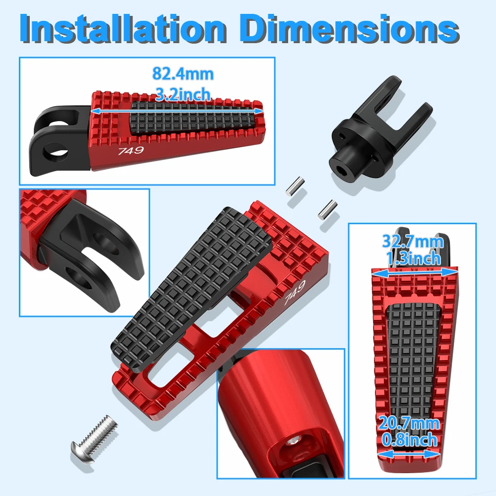 Fit For Ducati 749 R/S Monoposto 2004 2005 2006 2007 Foot Pegs Rests Front Footrest Motorcycle Adjustable FootPegs Pedals