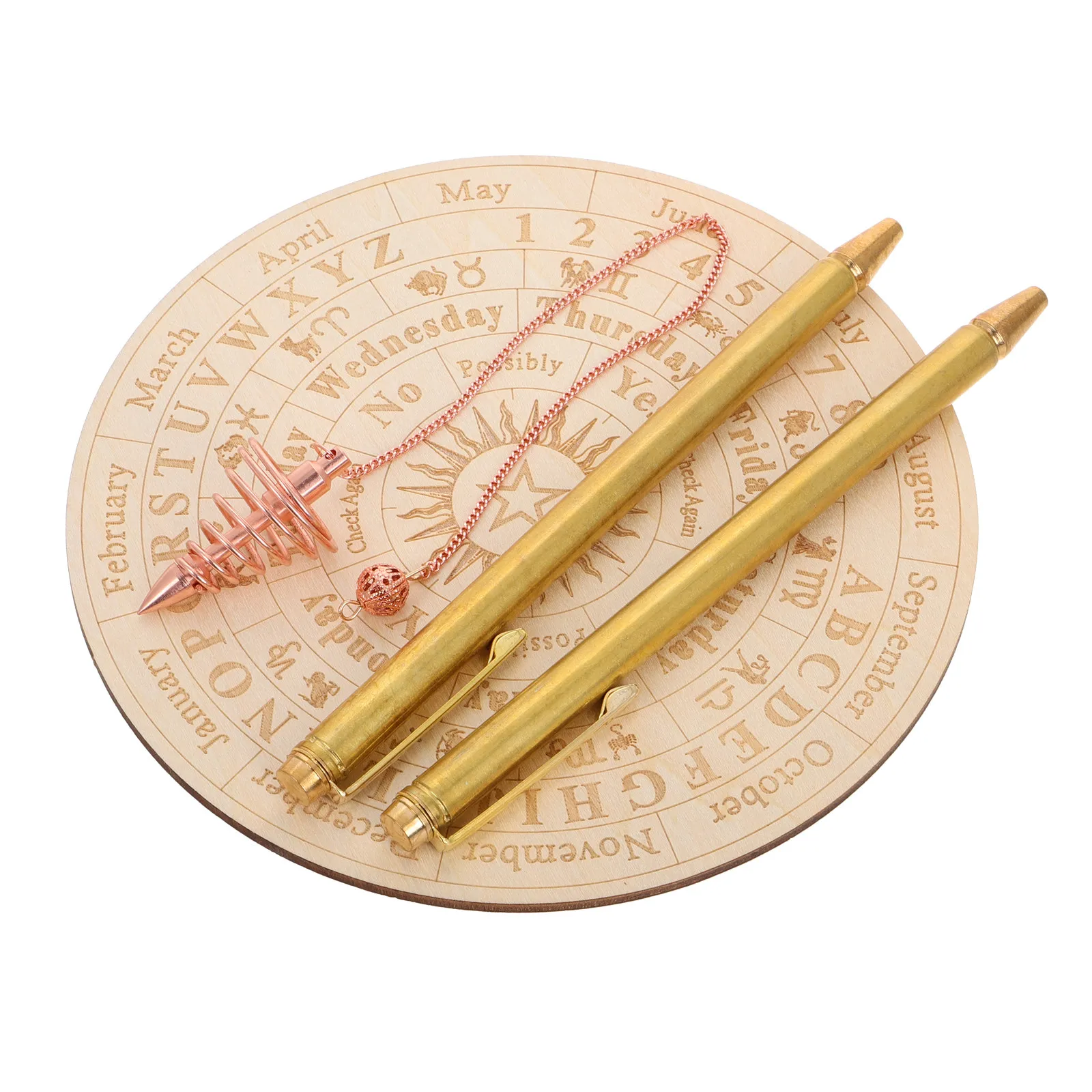 

1 Set Copper Dowsing Rods Kit Spiritual Divining Rods With Pendulum Pendant And Mat For Ghost Hunting Divination Yes
