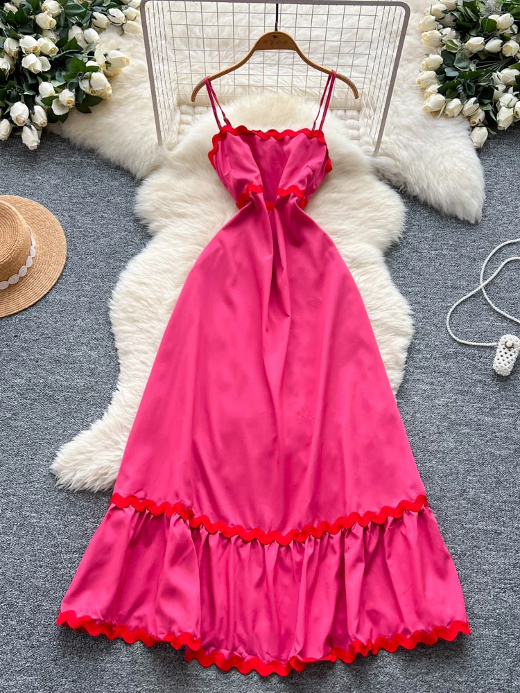 

Ретро-платье с цветными блоками и волнообразным узором, с завышенной талией и поясом, женское летнее приталенное платье для отпуска, длинное платье А-силуэта