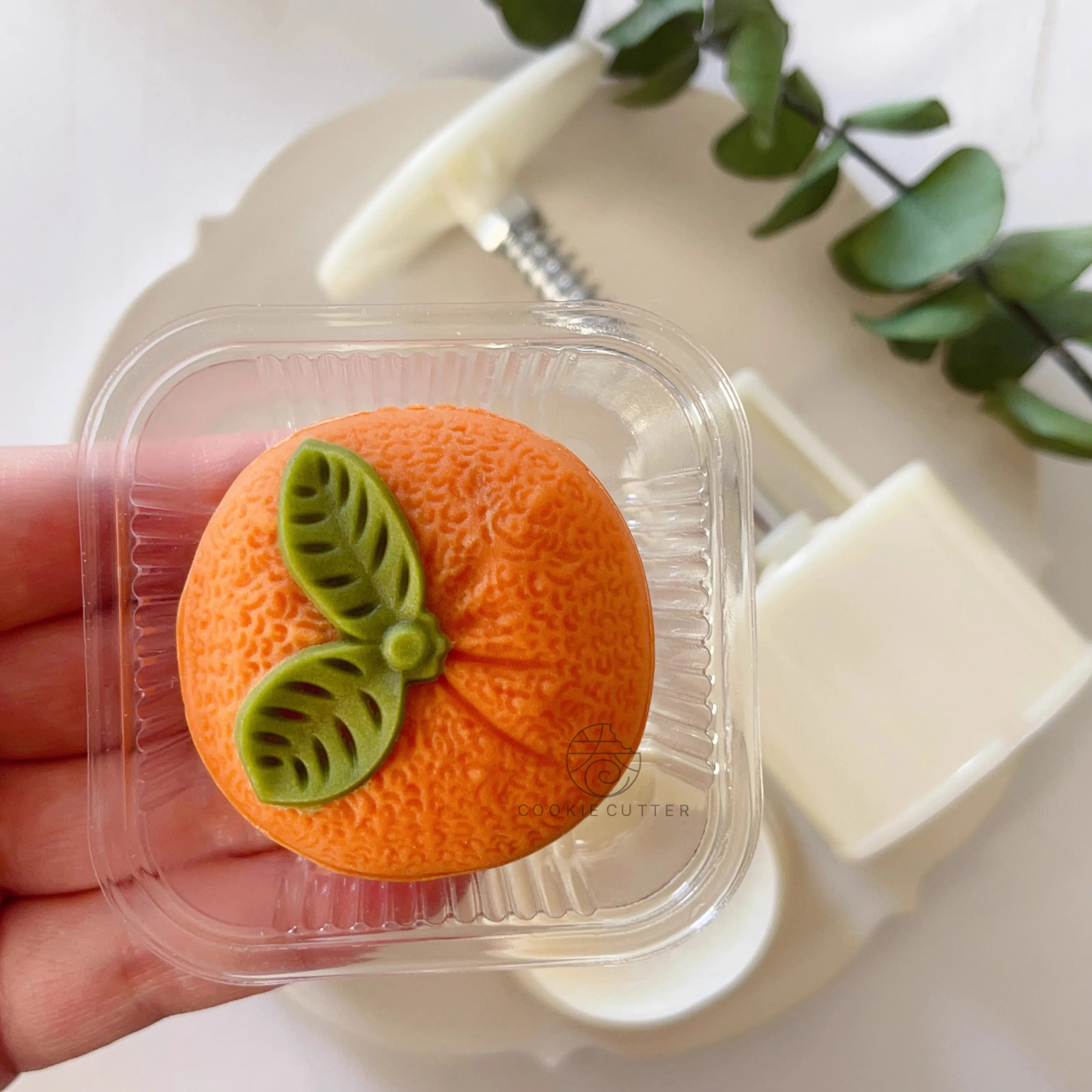 2Pcs/Set 50g Mooncake Press Mold Creative Cubic Tangerine Shape Pastry Stamp Fruit Wagashi Dessert Household Kitchen Utensils