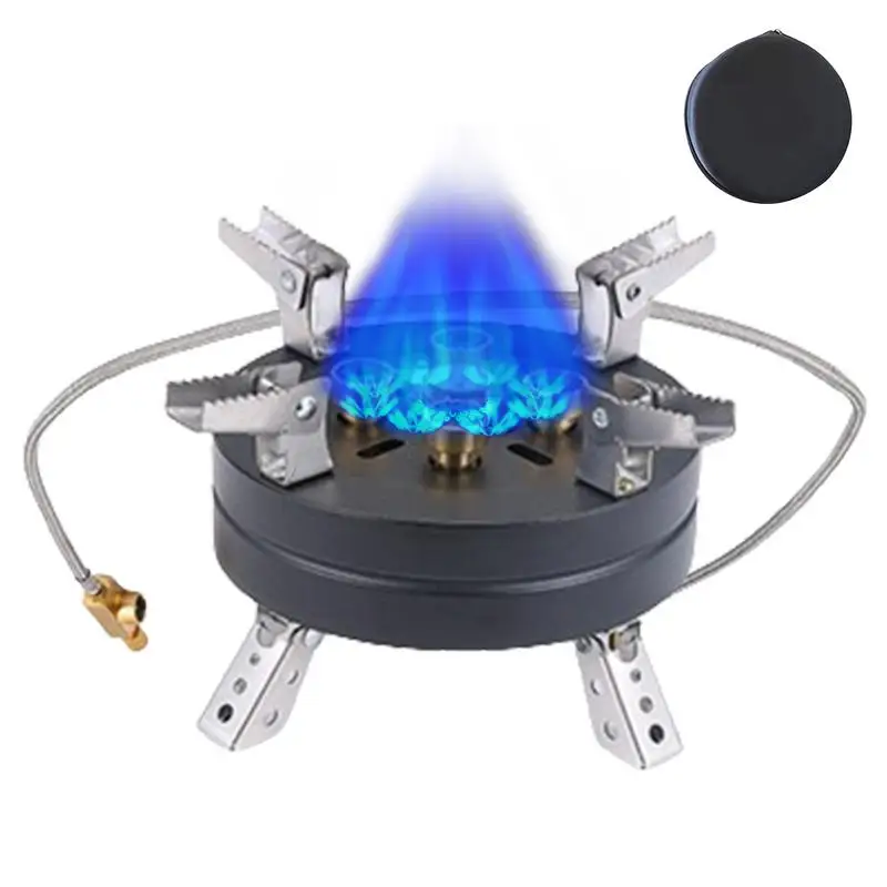 

Camping Heater Stove 5 Copper Fire Holes Windproof Camp Burner Stove With EVA Storage Bag 13800W Thick Base BBQ Fire Stove