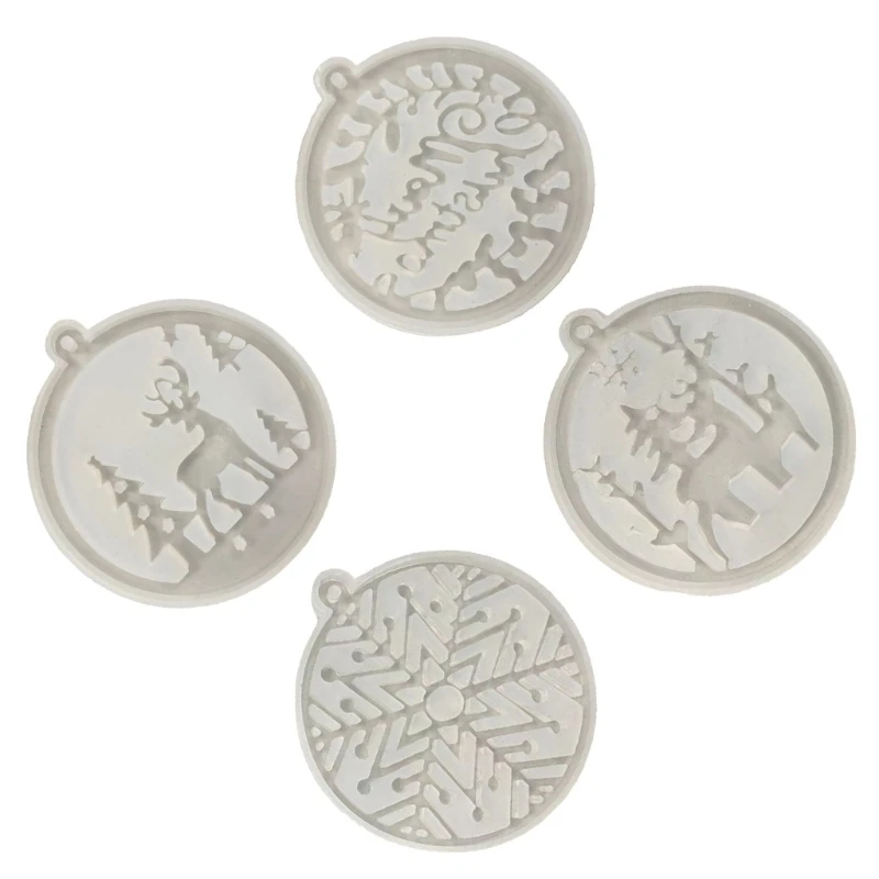 Set of 4 Silicone Christmas Keychain Mold Personalize Keyring Moulds Festive Decorations Molds Jewelry Making Supplies