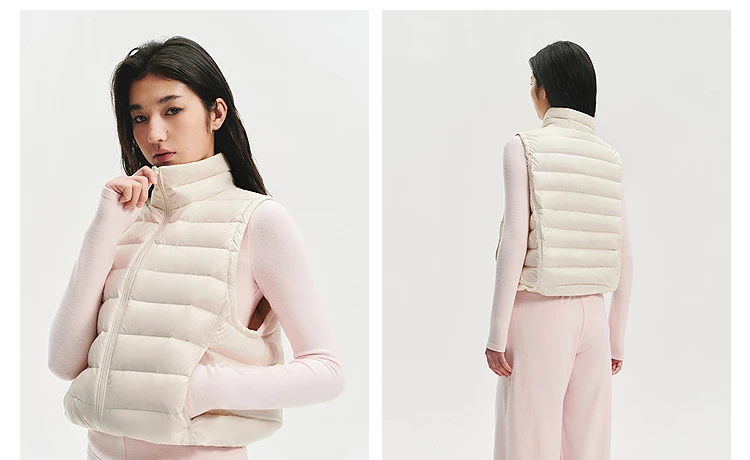 `BOSIDENG Women's Down Vest Sleeveless Puffer Jacket Lightweight Stand Collar Winter Warm Gilet Casual Outerwear`