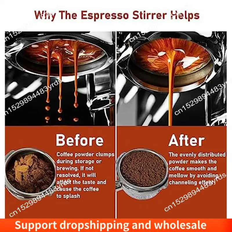 

AA86 1 комплект инструментов WDT, инструмент для раздачи эспрессо — дозирующая воронка 53,5 мм и распределитель мешалки с черными иглами 0,35 мм