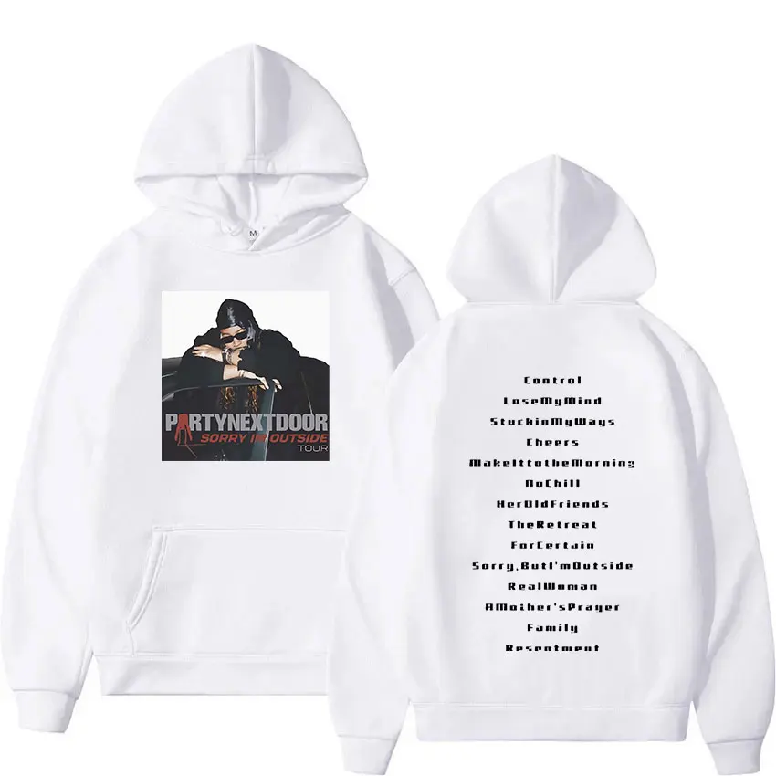 Rapper Partynextdoor dish Im Outside 2024 Tour felpa con cappuccio uomo Hip Hop Retro oversize felpa Fashion Pullover con cappuccio Streetwear