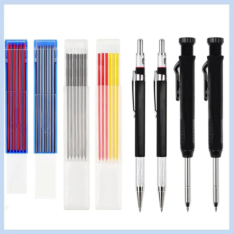 

AS63-36Pcs Carpenter Pencil, Mechanical Carpenter Pencils Kit With Carpentry Mechanical Pencil Deephole Pencil For Mark Draw