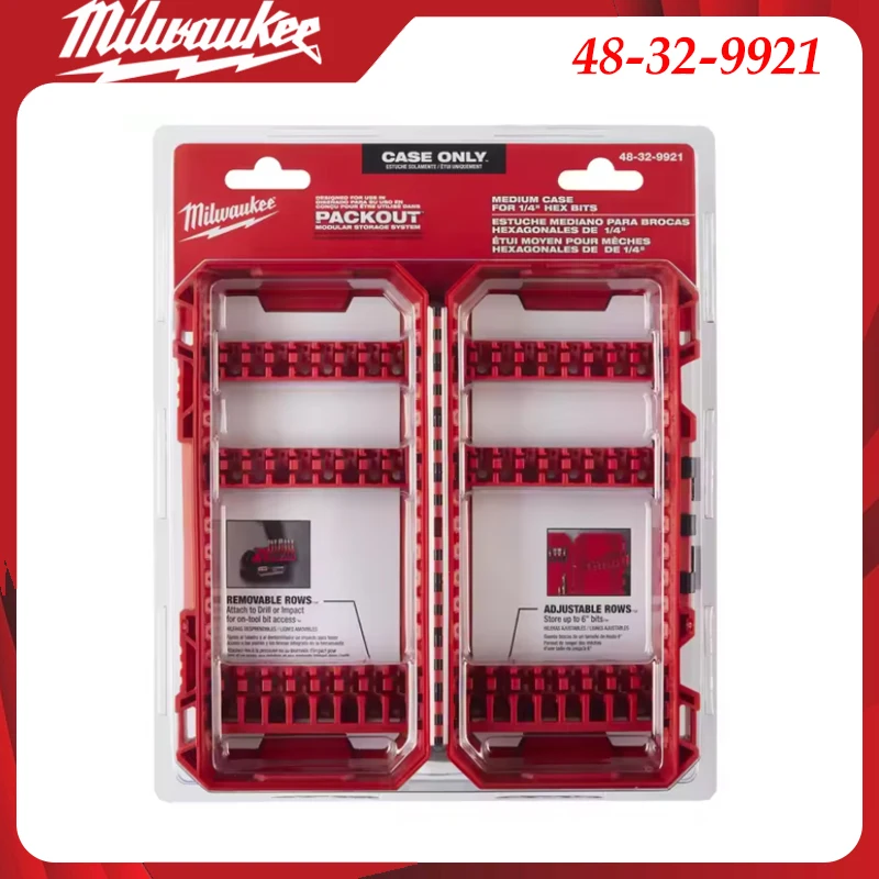Milwaukee 48-32-9921 PACKOUT Medium Koffer 1/4" Hex Bit Opbergdoos Elektricien Gereedschapsorganizer Elektrische Gereedschap Accessoires