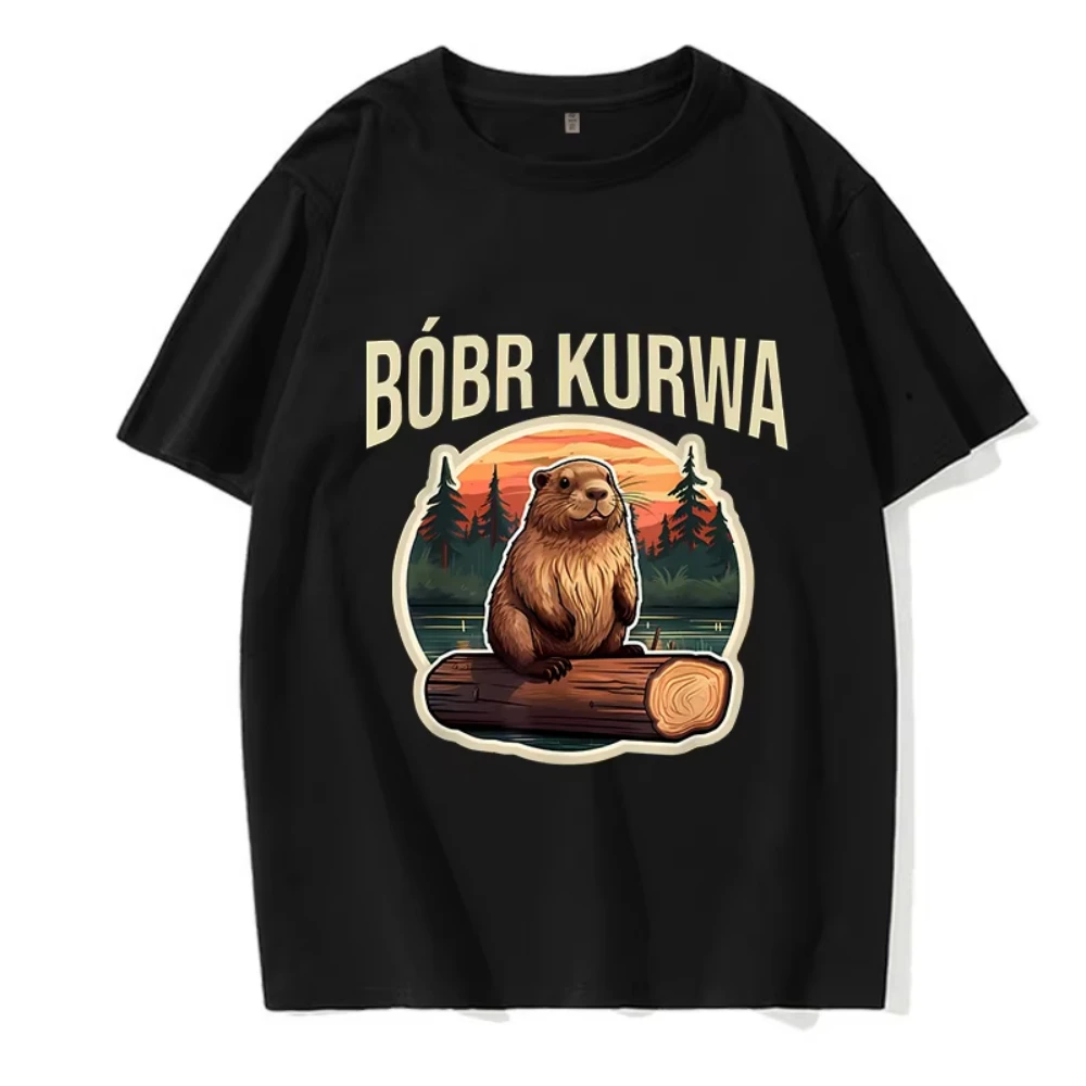 Cartoon Capybara Bobr Kurwa Grunge Tshirt Funny Kurwa Bober Mange T Shirt Harajuku Tees Tops Men Fashion OverSzie T-shirt