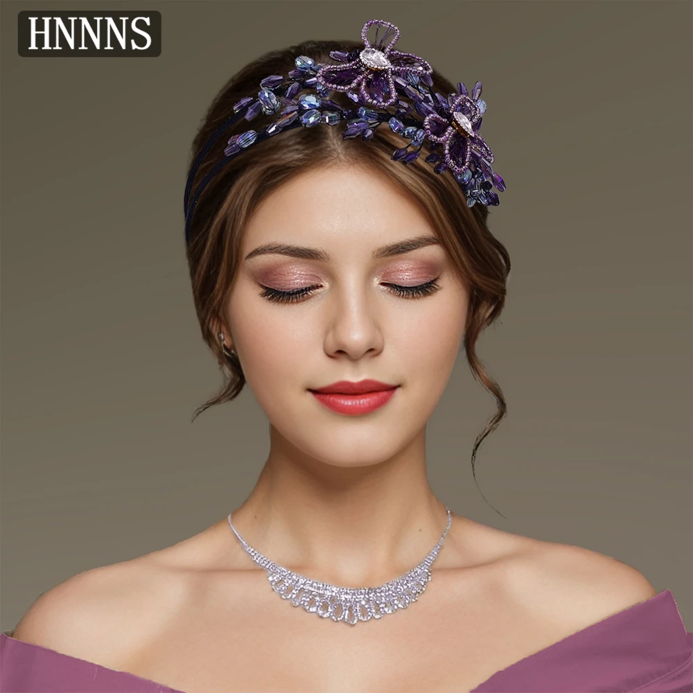 

TOPQUEEN Exquisite Bridal Weddings Double Layered Headband Hand Woven Rhinestone Dragonfly Women's Fashionable Banquet Headwear