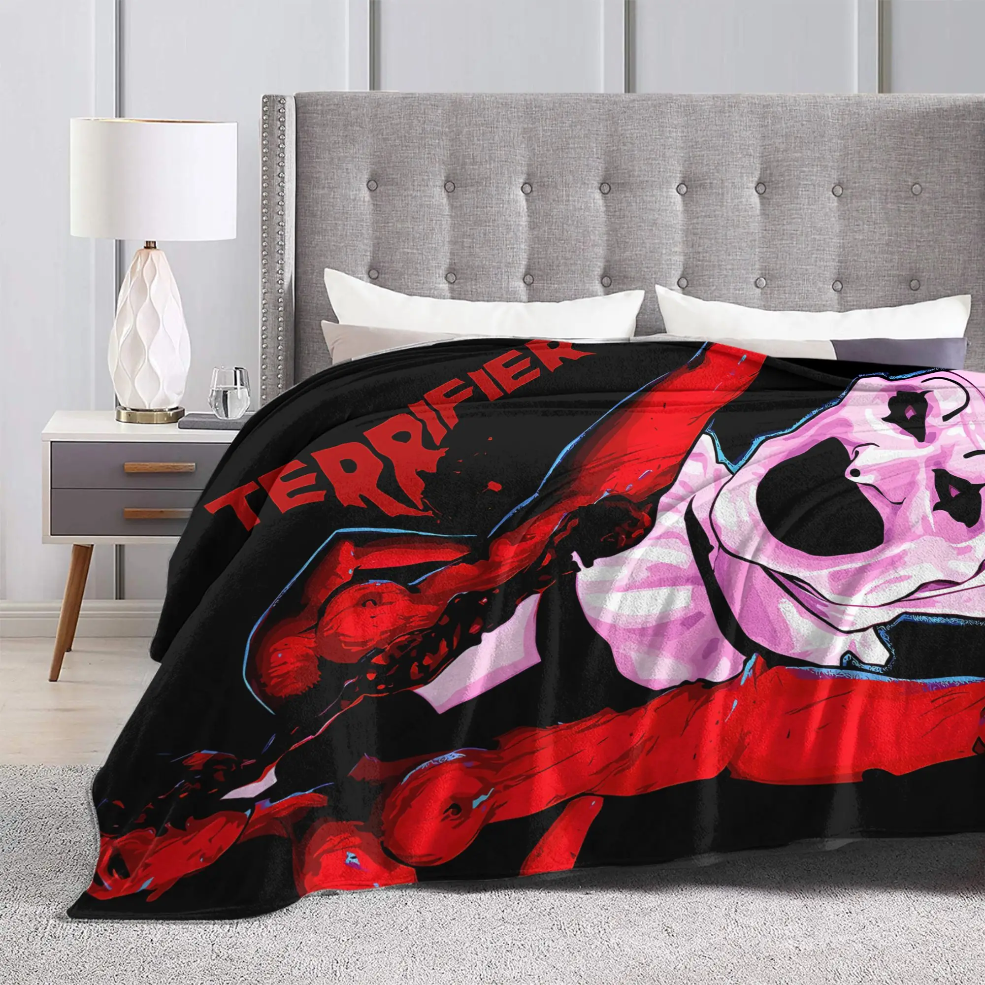 Terrifier Movie Plush Blankets Children  Flannel Bedding Throws For Bedroom Soft Custom Quality Bedspread Gift Idea