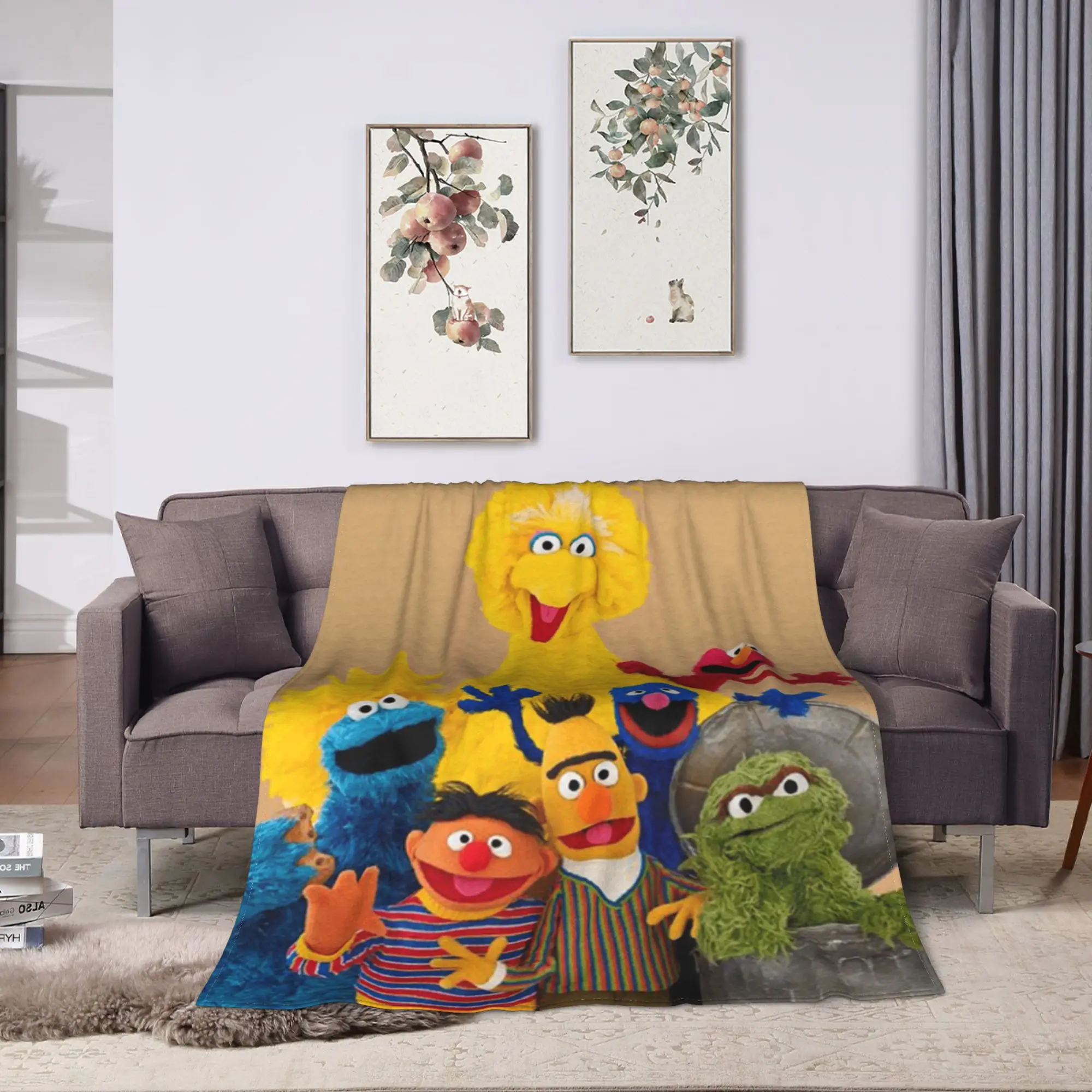 Sesames Streets Plush Blanket Kids Adult  Flannel Bedding Throws For Couch Chair Warm Soft Customized Quality Bedspread Gift
