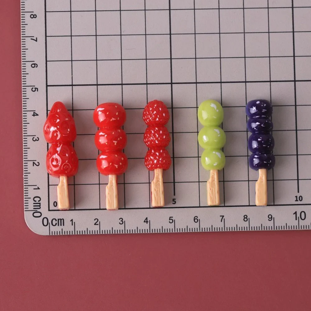 10PCS 10x40mm Fruit Skewers Series Miniature Flat Back Resin Cabochons For Hairpin Scrapbooking DIY Home Decor Craft Accessories