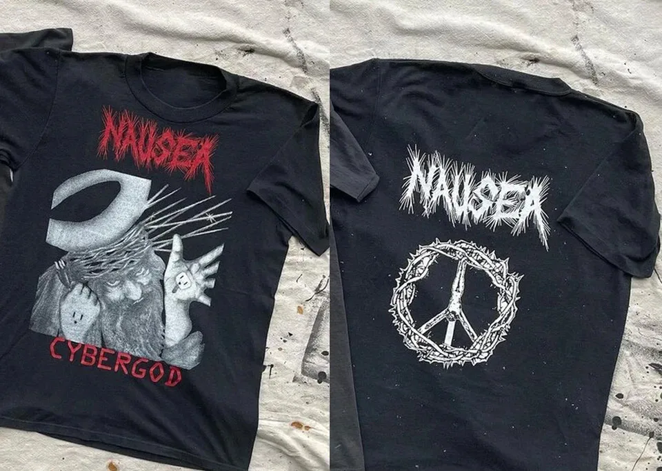 2 Sides Nausea Band Black Cotton T-shirt Full size S-5XL