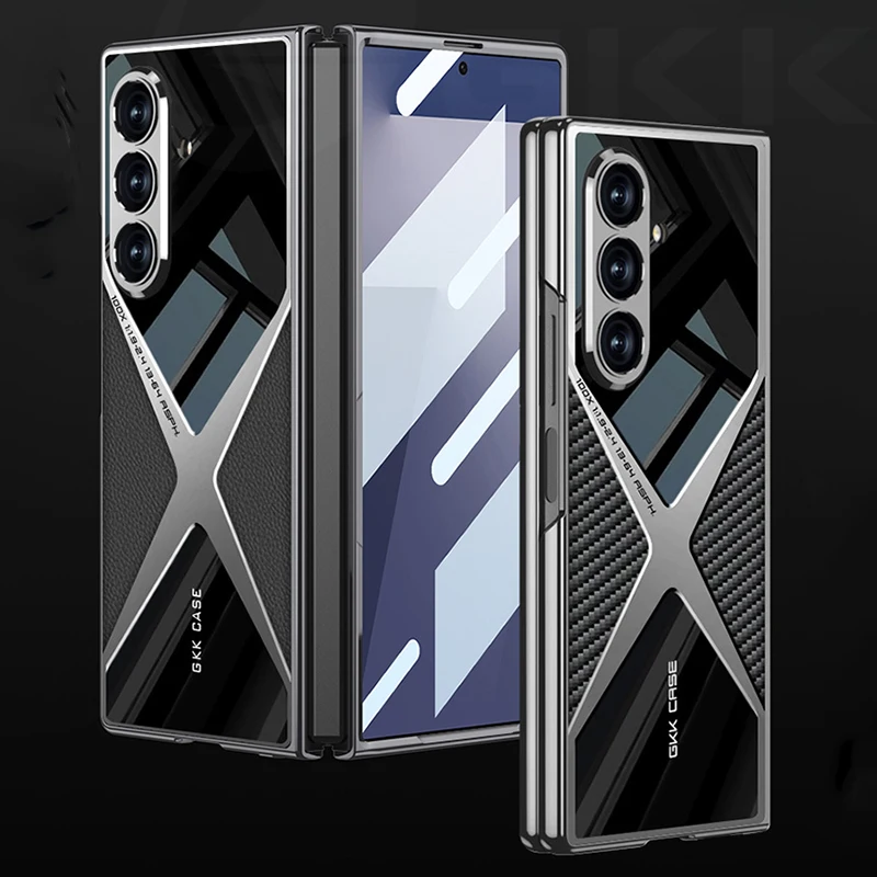 Luksusowe etui GKK Super X z powłoką galwaniczną do Samsung Galaxy Z Fold 7 6, szkło na ekran zewnętrznego modułu, twarde plastikowe plecki, etui na Galaxy Z Fold7 — zdjęcie produktu 2