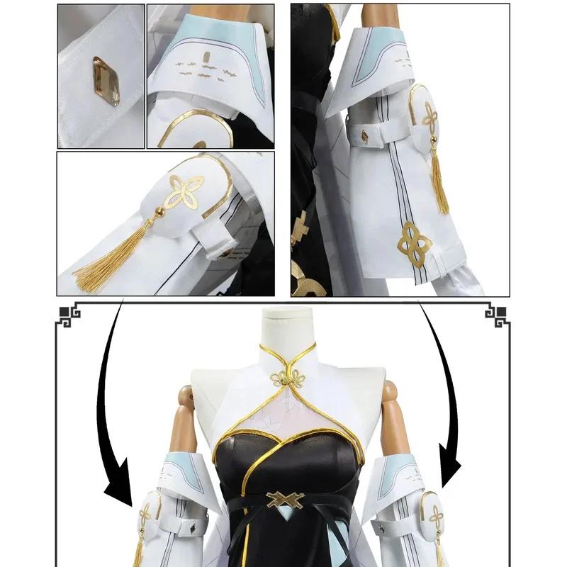 Wuthering Waves Baizhi أزياء تنكرية شعر مستعار أنيمي لعبة WuWa ملابس حفلات الهالوين للنساء 6؛ d'3، h'7.b؛