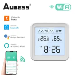 Sensor de temperatura y humedad con WIFI, higrómetro, termómetro, retroiluminación para el Hogar Inteligente, compatible con Alexa y asistente de Google, Tuya